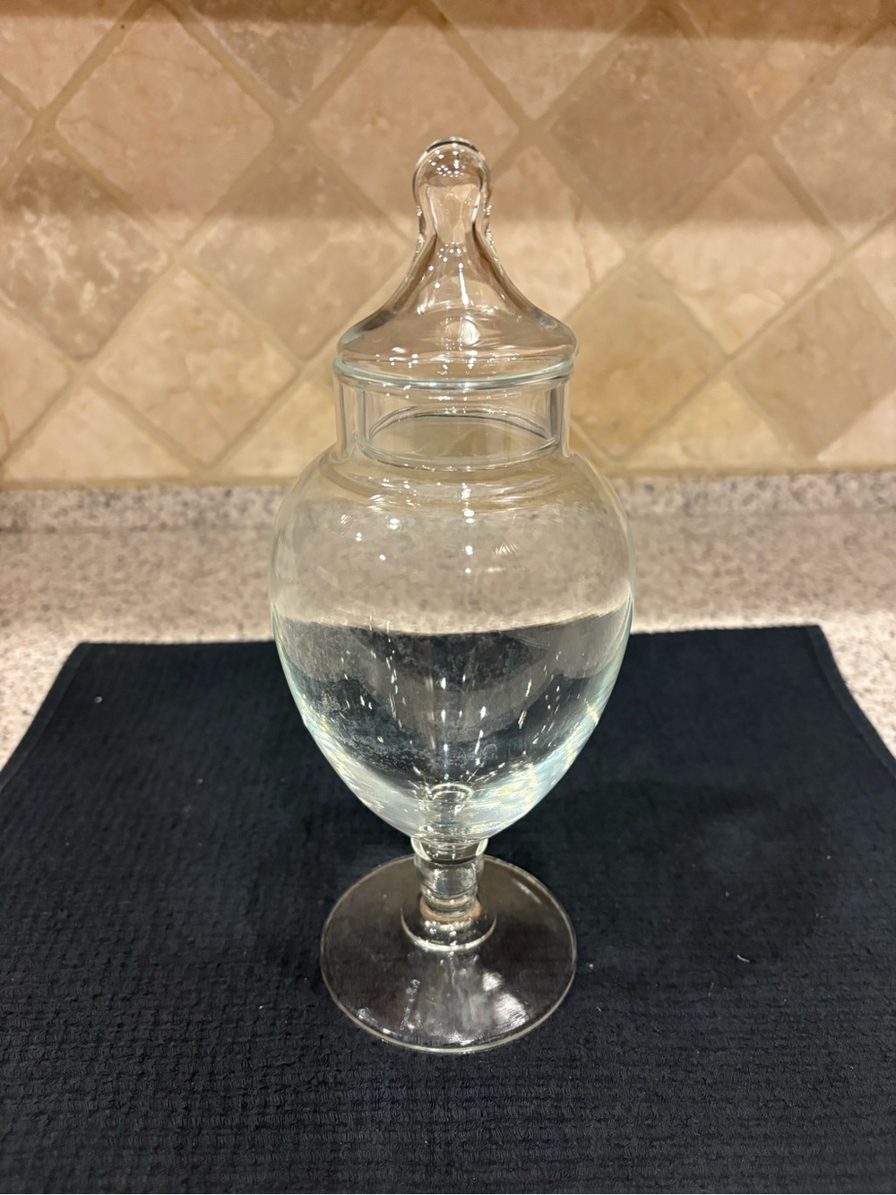 Clear Glass Apothecary Jar with Lid 9.5 Tall Candy Trinkets Display